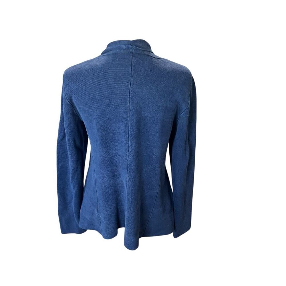 Eileen Fisher Blue Silk Cotton Waterfall Open Front Cardigan Sweater M - Picture 4 of 6